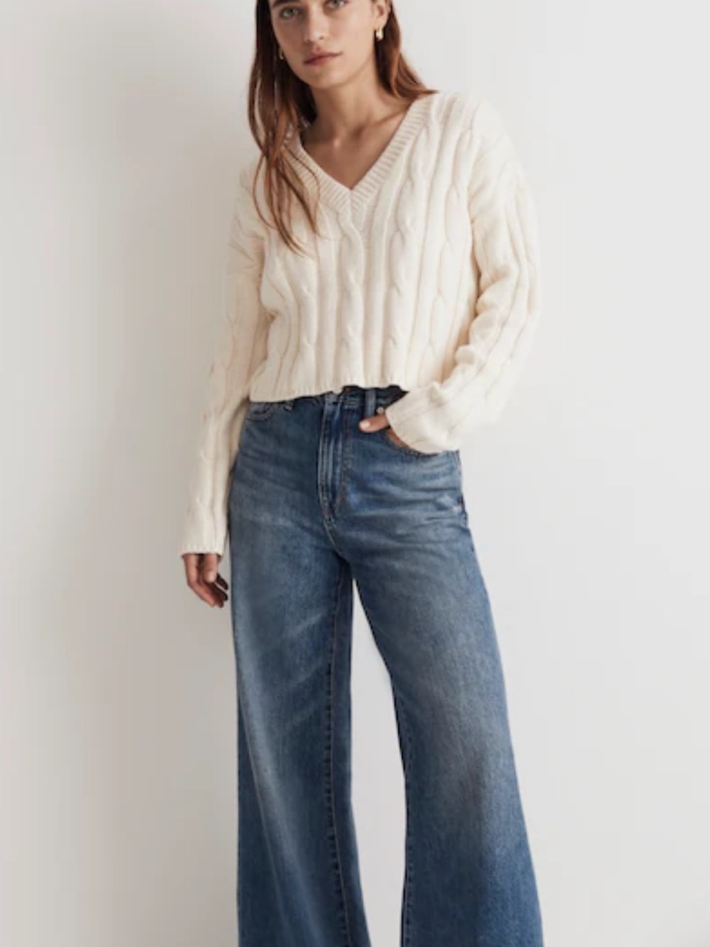 Madewell Cable Knit Sweater in Cream